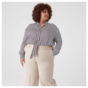 Relaxed Long-Sleeve Popover Blouse